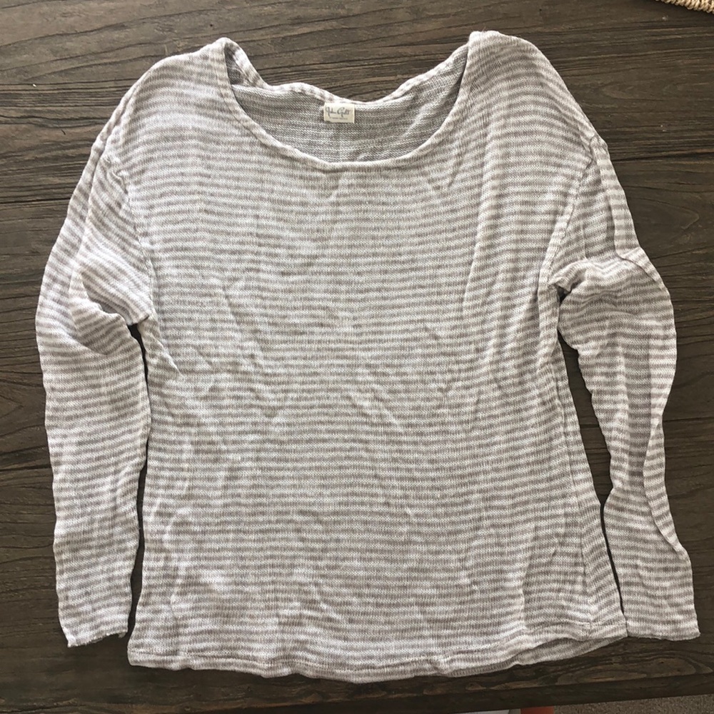 John Galt by Brandy Melville ultra light striped knit top. Beige and cream.